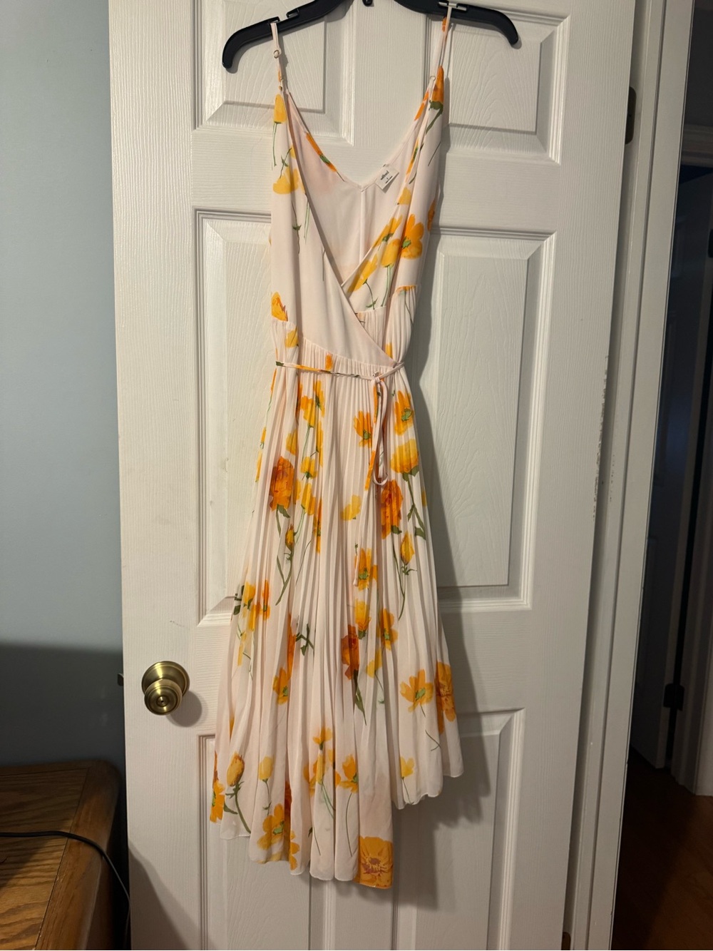 Wilfred White Midi Dress with Yellow Floral Print